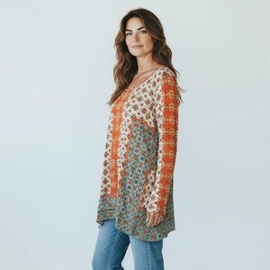 Anthropologie Patrons of Peace Printed Boho Tunic Dress